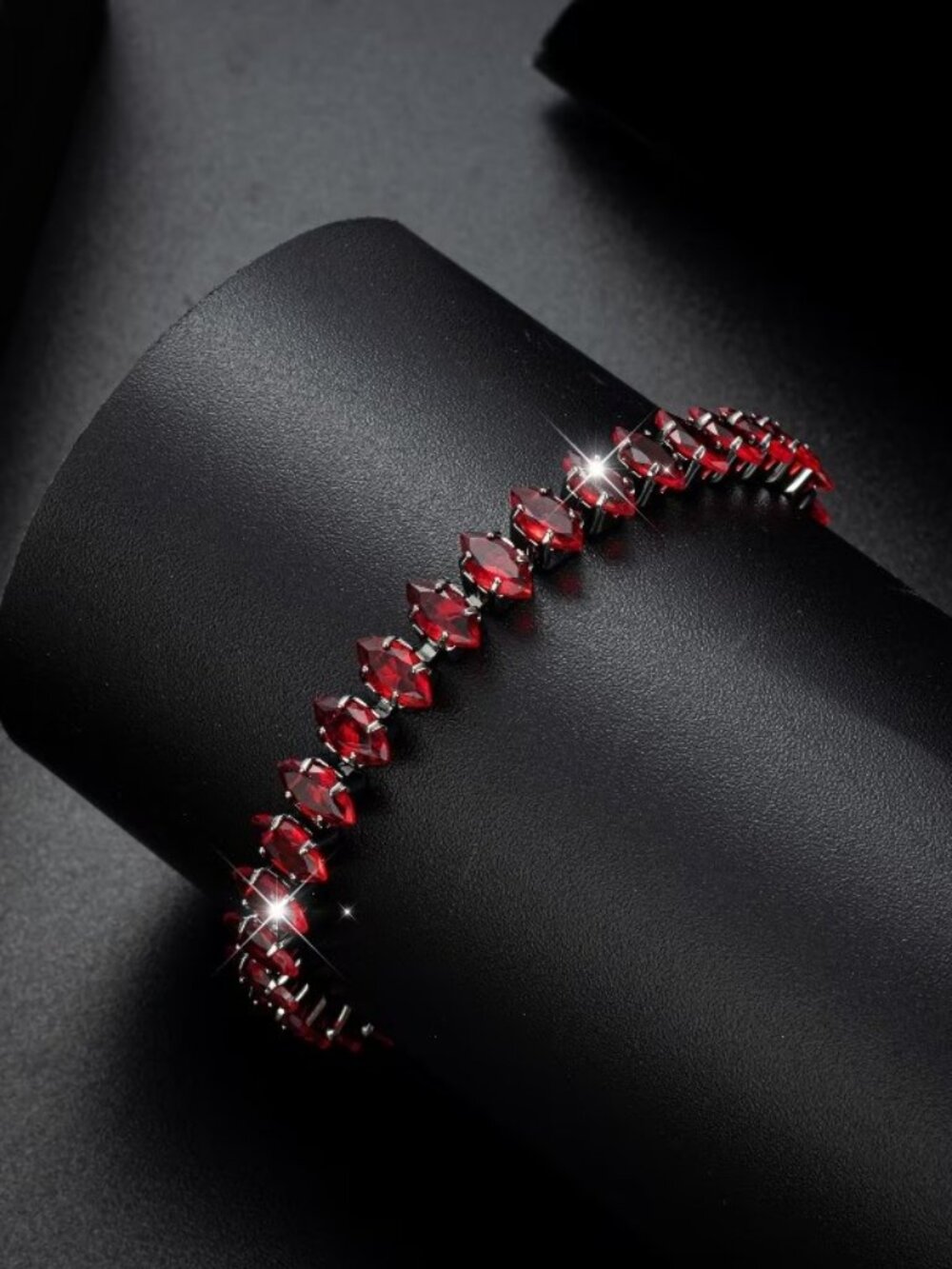New Womens Ruby Cz Marquoise Tennis Bracelet